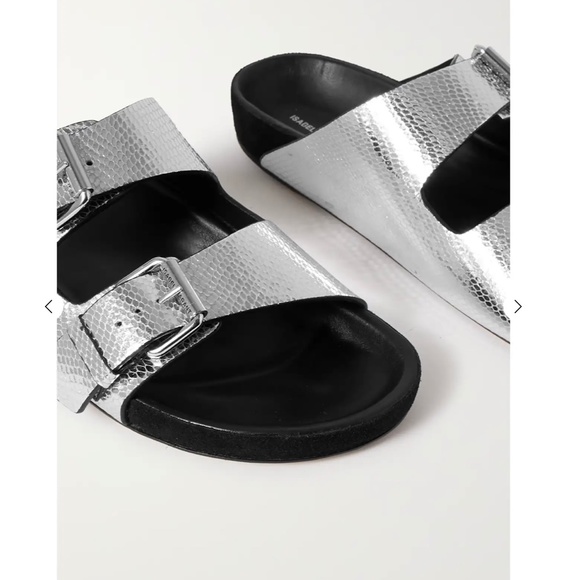 Isabel Marant Lenyo Silver snake effect slides - Size 7 US - Picture 7 of 14